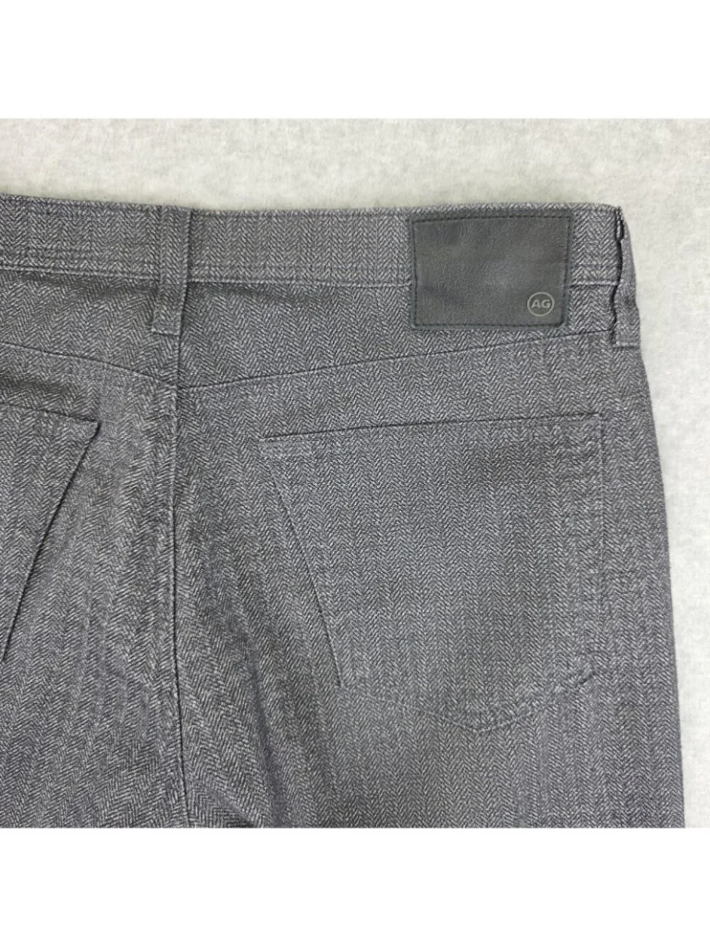 AG Adriano Goldschmied Everett Pants Mens 34x34 Gray Herringbone Slim Straight